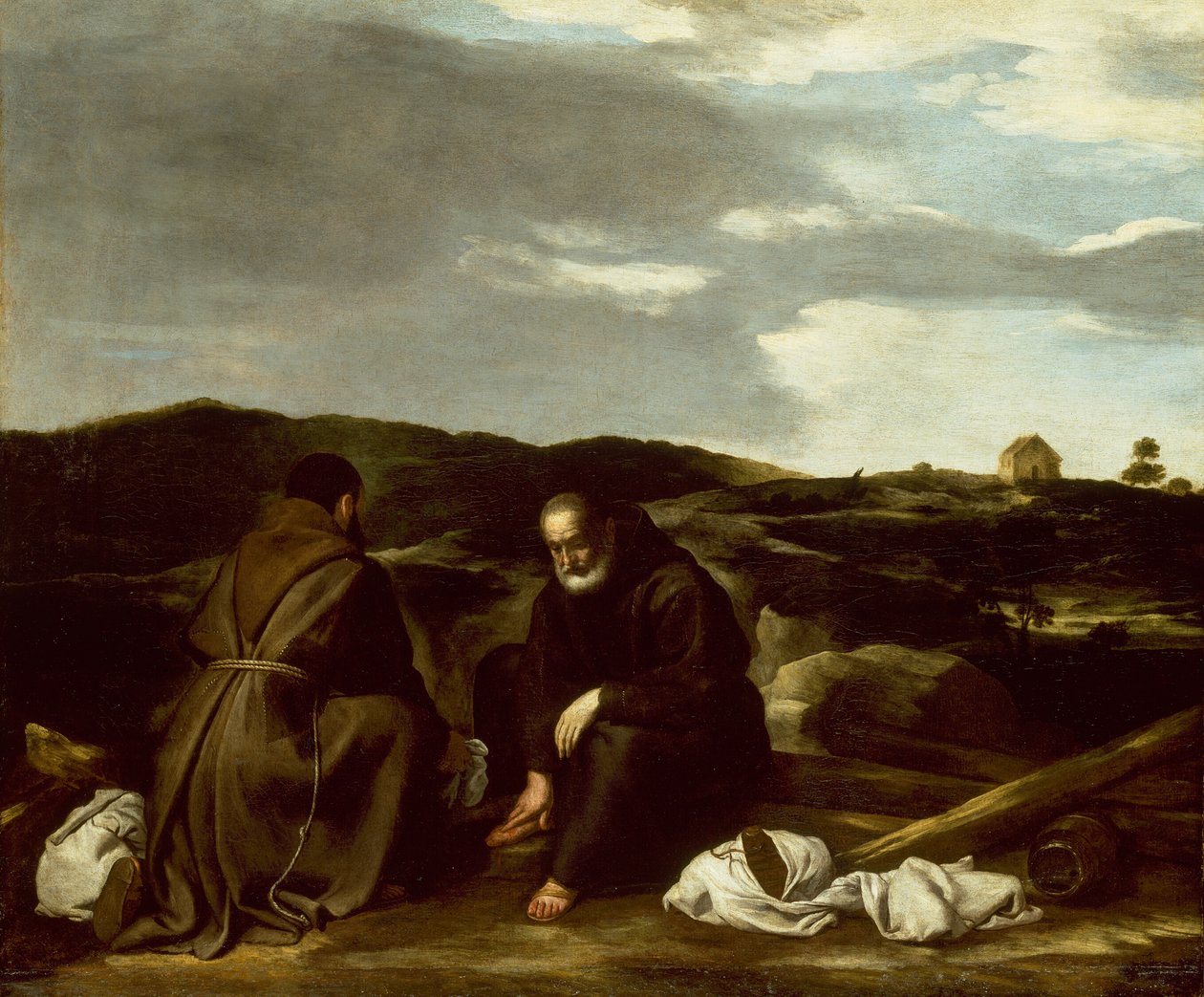 Twee monniken in een landschap door Italian