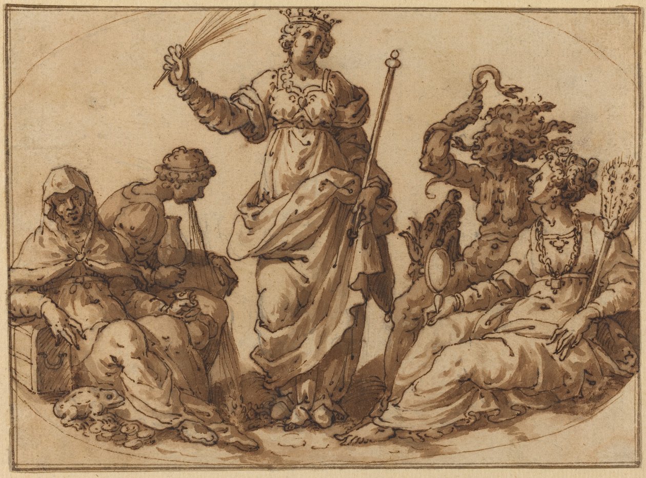 Deugd triomfeert over ondeugden door Italian 16th Century
