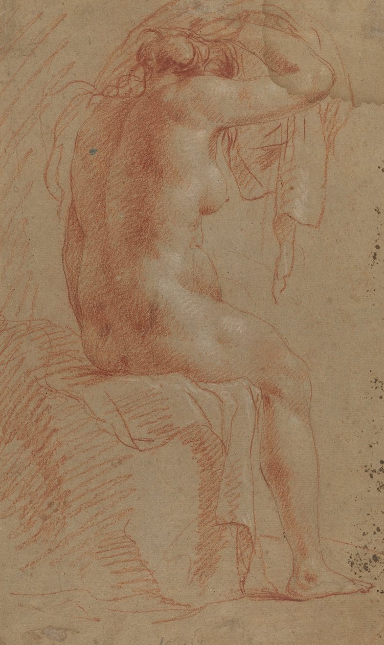 Naakte vrouwelijke figuur (verso) door Italian 17th Century