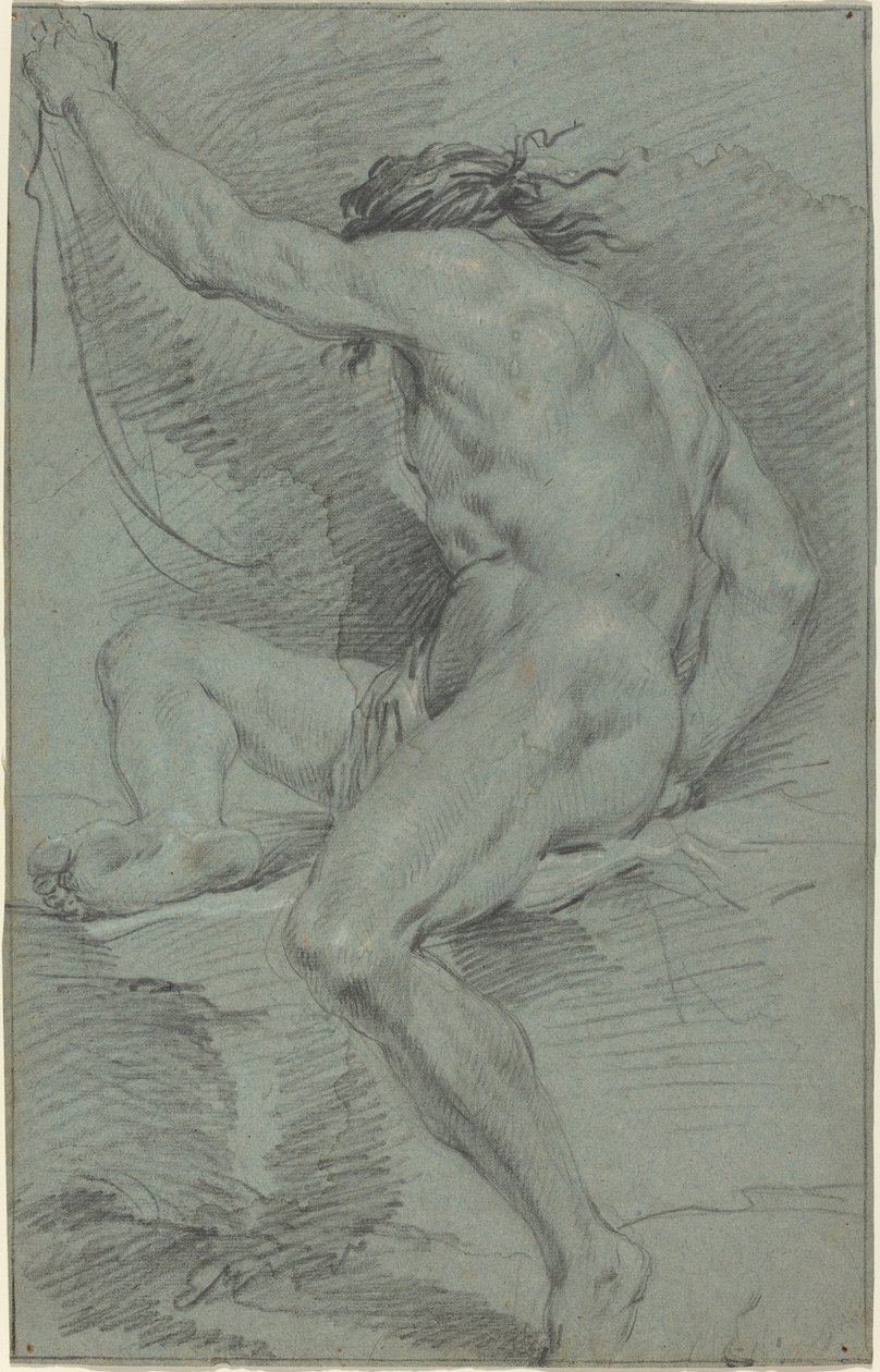Naaktfiguur (academische studie) door Italian 17th Century