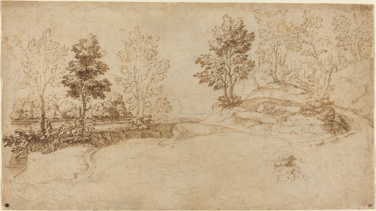Rivierlandschap door Italian 17th Century