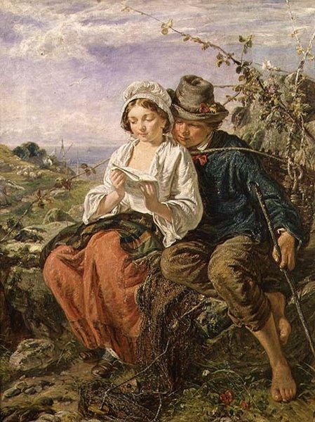 Een Houtverzamelaar en een Meisje dat Leest door Italian School
