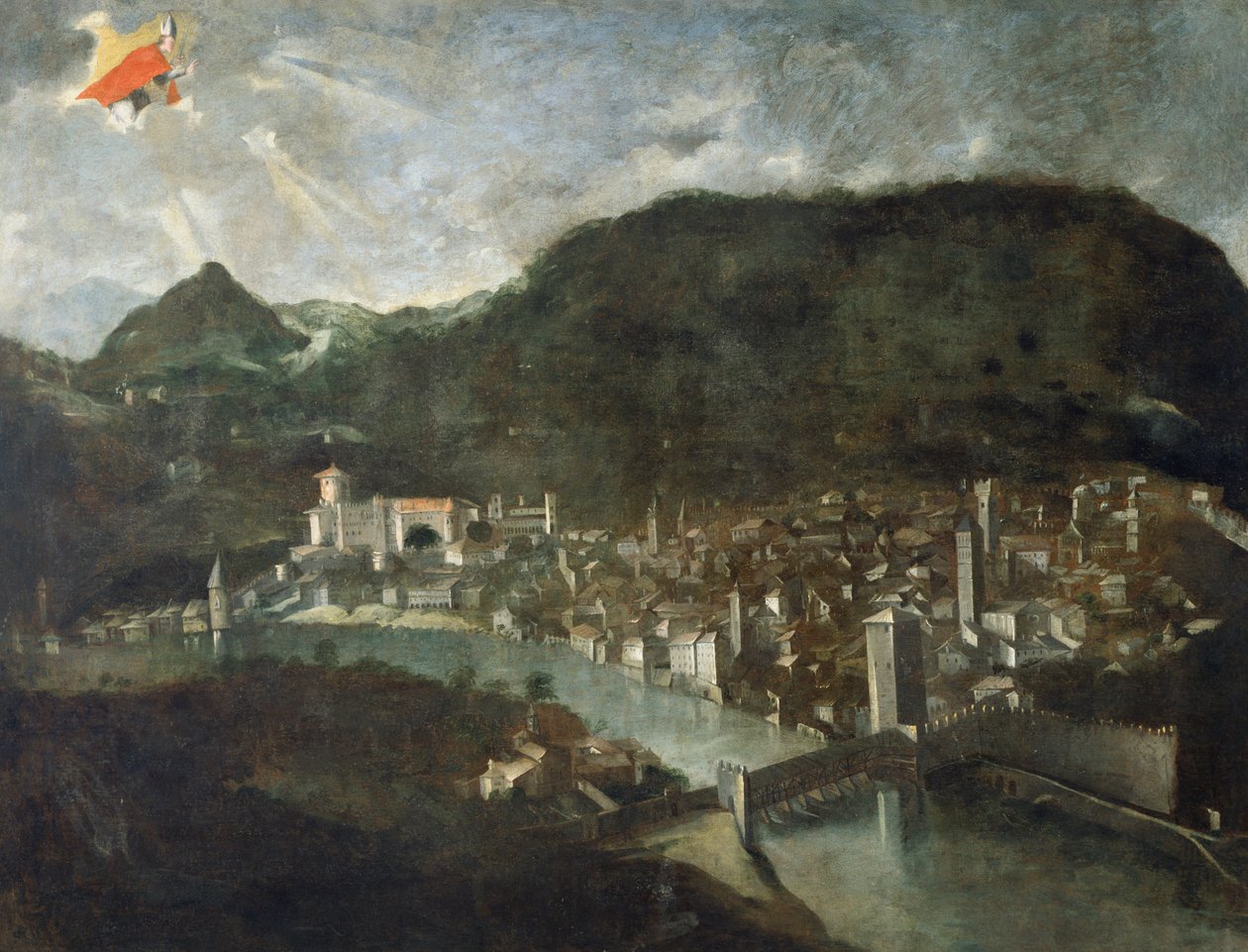 Stad van Trento, ex-voto uit 1682, Italië door Italian School