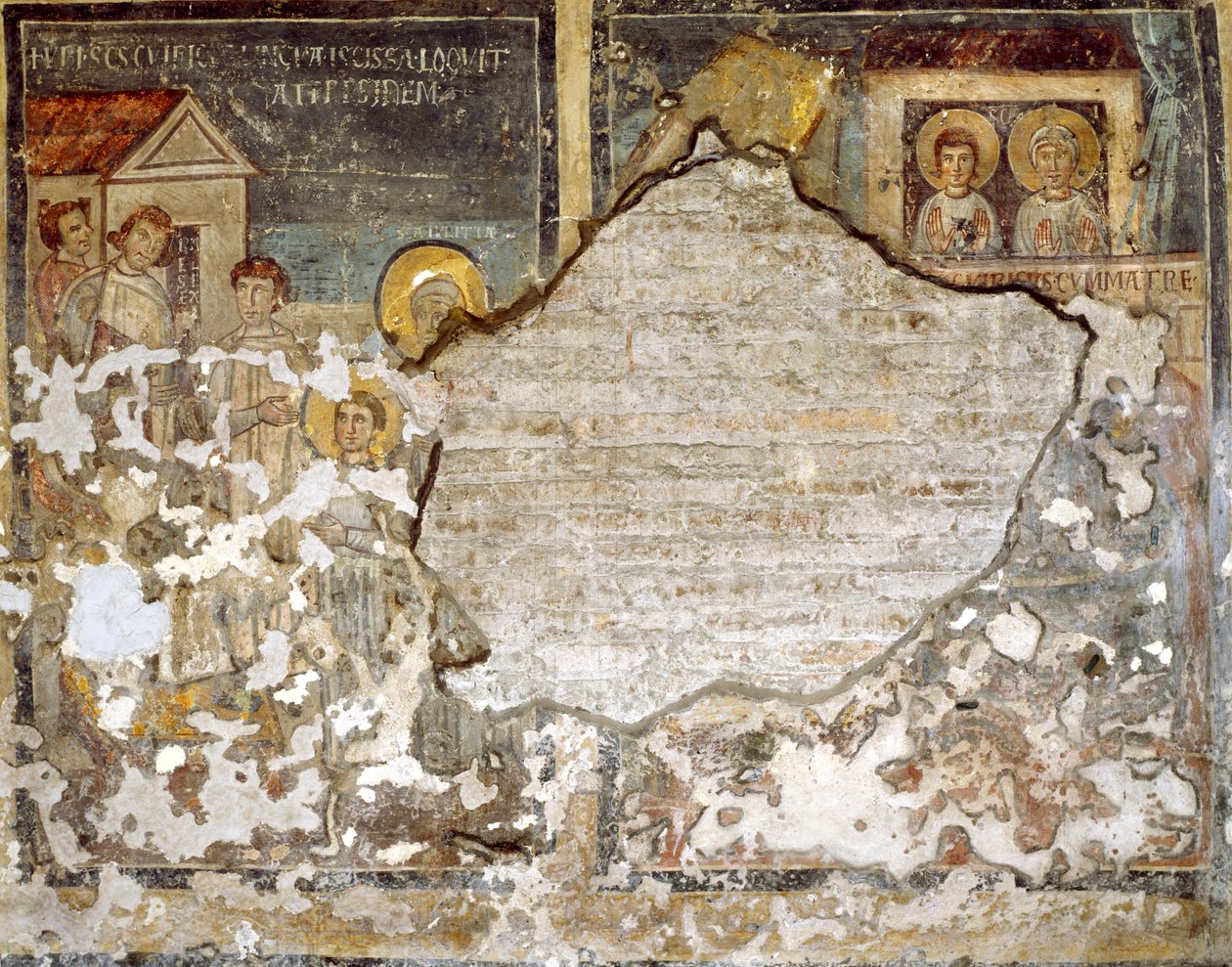 Beschadigde fresco van Santa Maria Antiqua, Rome door Italian School