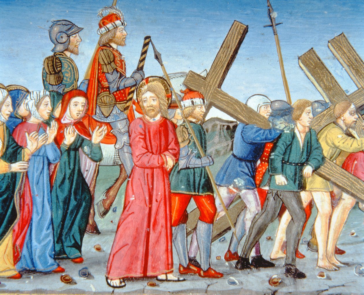 Fol.116v Christus wordt naar Calvarie geleid door Italian School