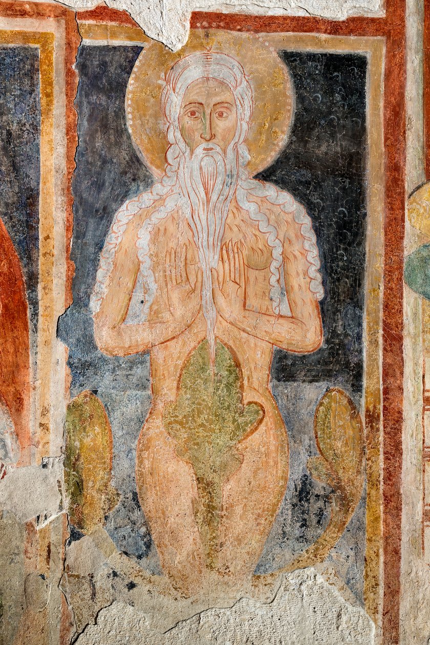 Fresco - De heilige Onophrius de Kluizenaar door Italian School
