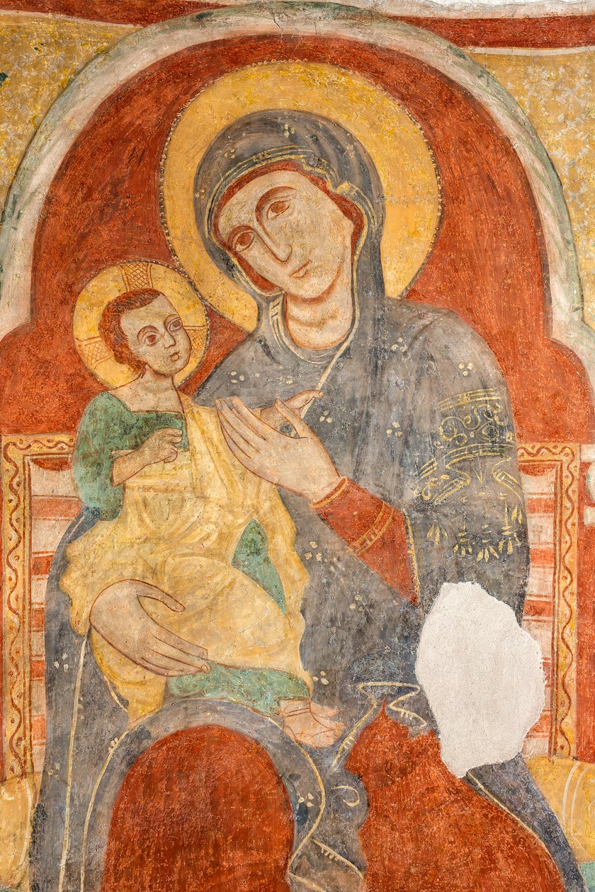 Fresco van de Heilige Maagd Maria door Italian School