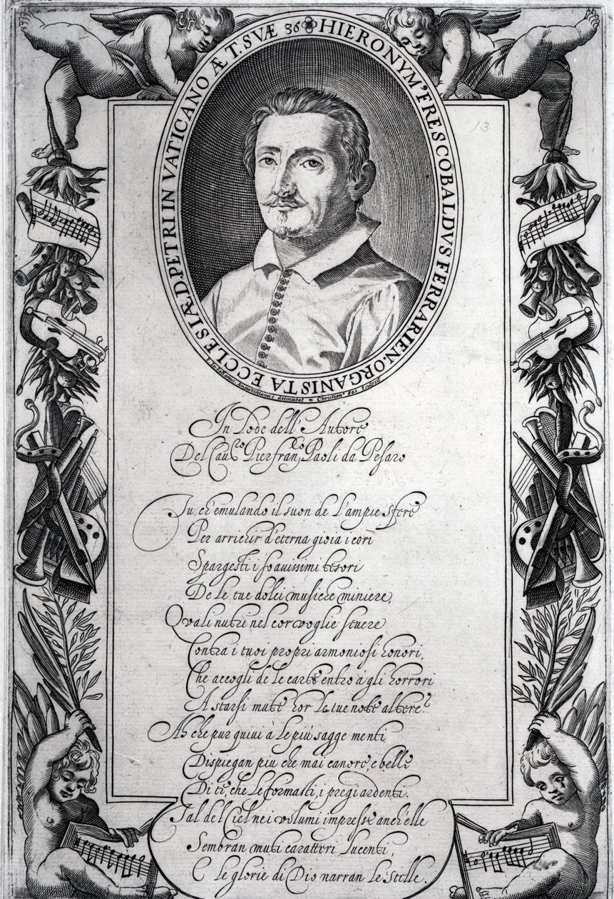 Hieronymus Frescobaldi, gegraveerd door Christian Sas door Italian School