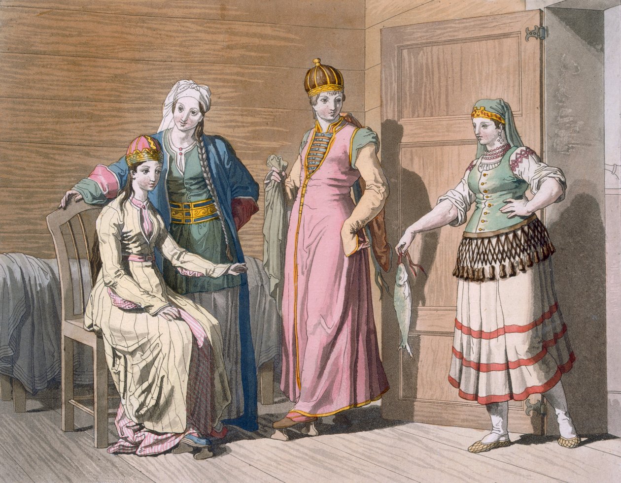 Interieur met Circassische vrouwen, ca. 1820-30 door Italian School