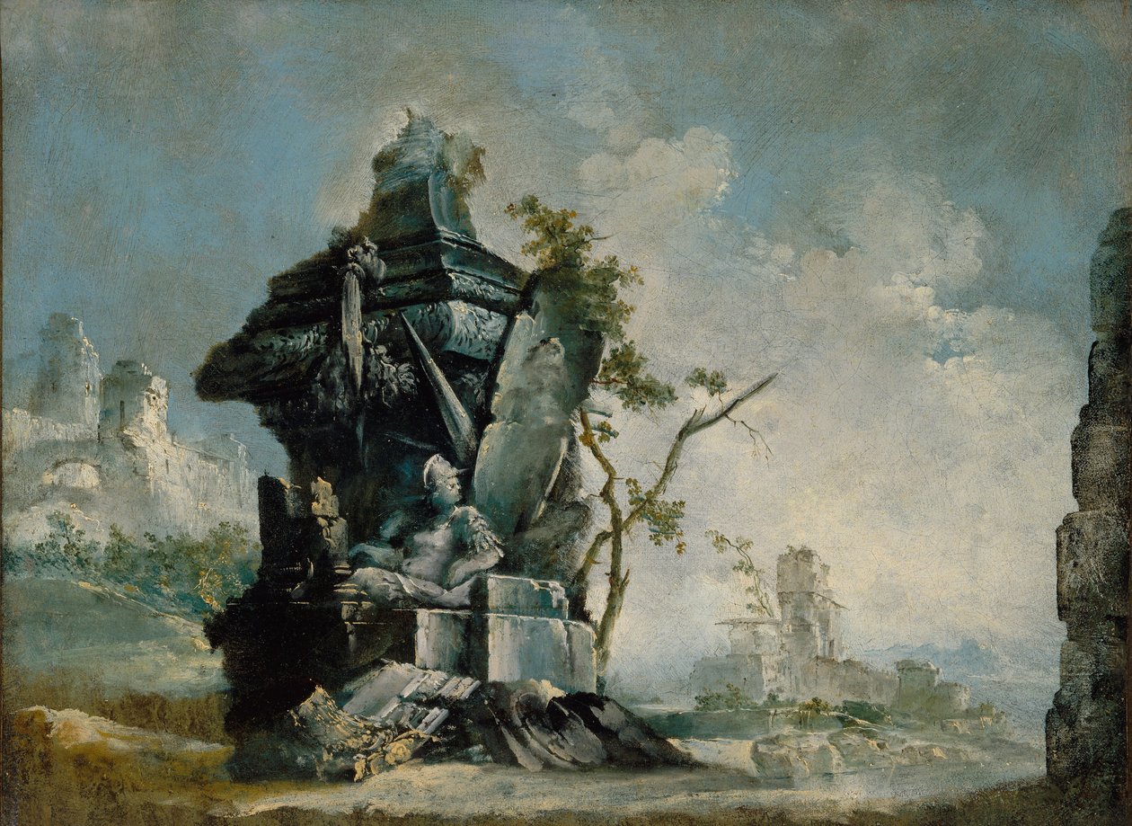 Landschap (Capriccio) door Italian School