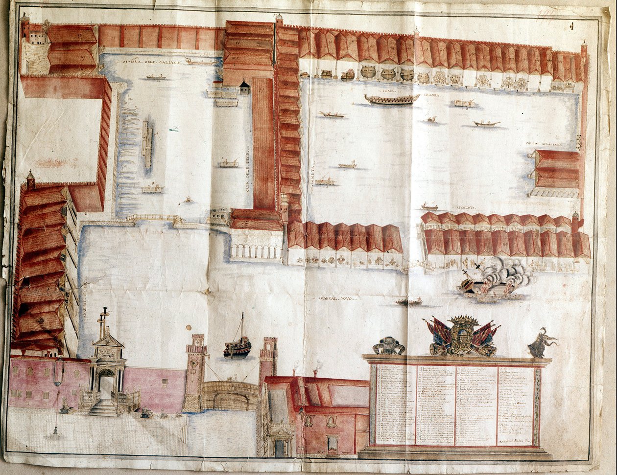 Kaart van het Arsenal van Venetië in 1580. door Italian School
