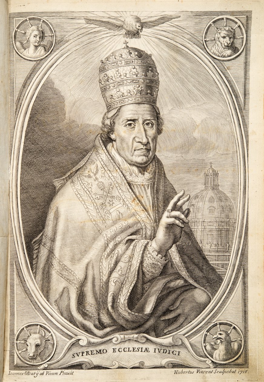 Paus Clemens XI, pub. 1717 (gravure) door Italian School