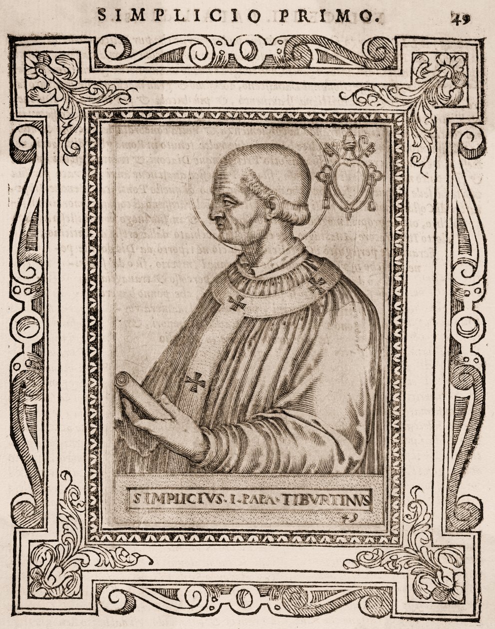 Portret van Paus Simplicius, ca. 1760 (gravure) door Italian School