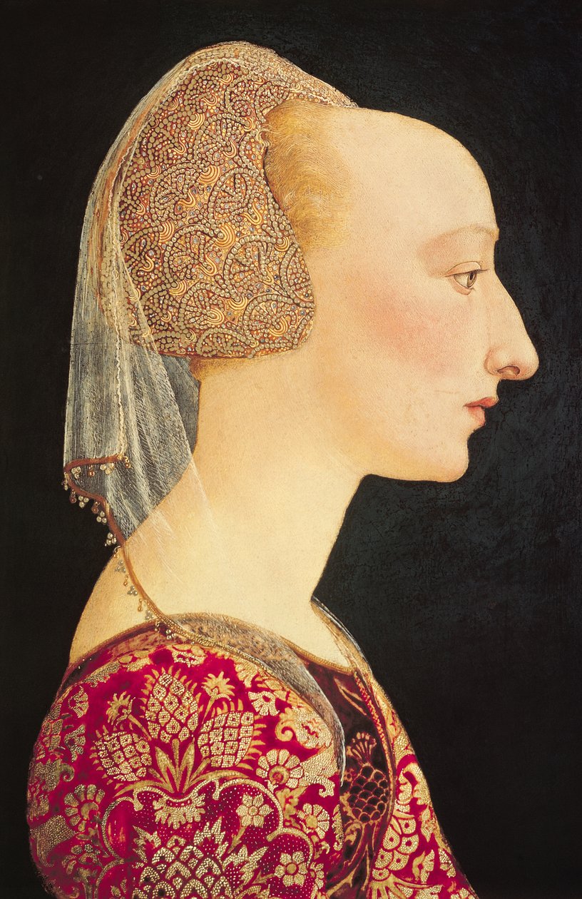 Portret van een Dame in Rood door Italian School