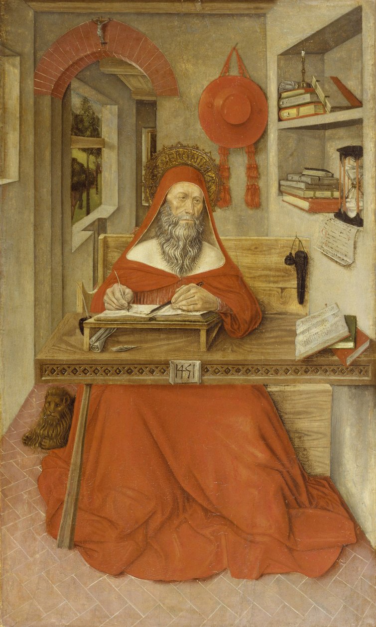 Sint Hiëronymus in zijn studeerkamer door Italian School