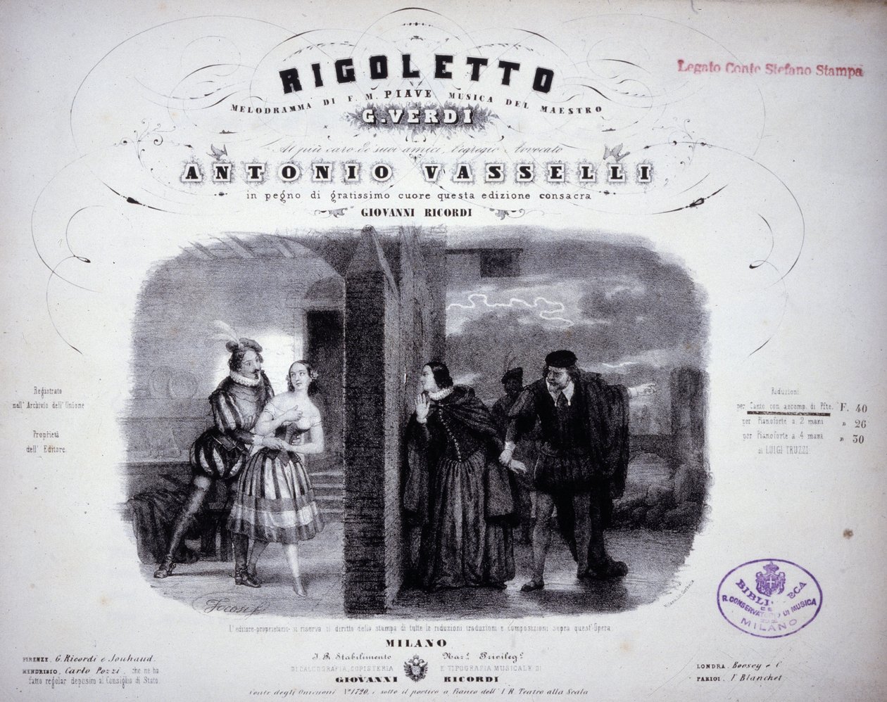 Bladmuziek van "Rigoletto" door Verdi door Italian School