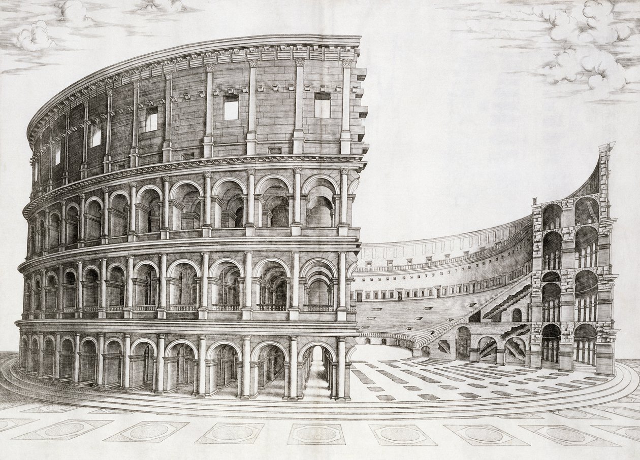 Het Colosseum, gebouwd in AD 80 door Italian School