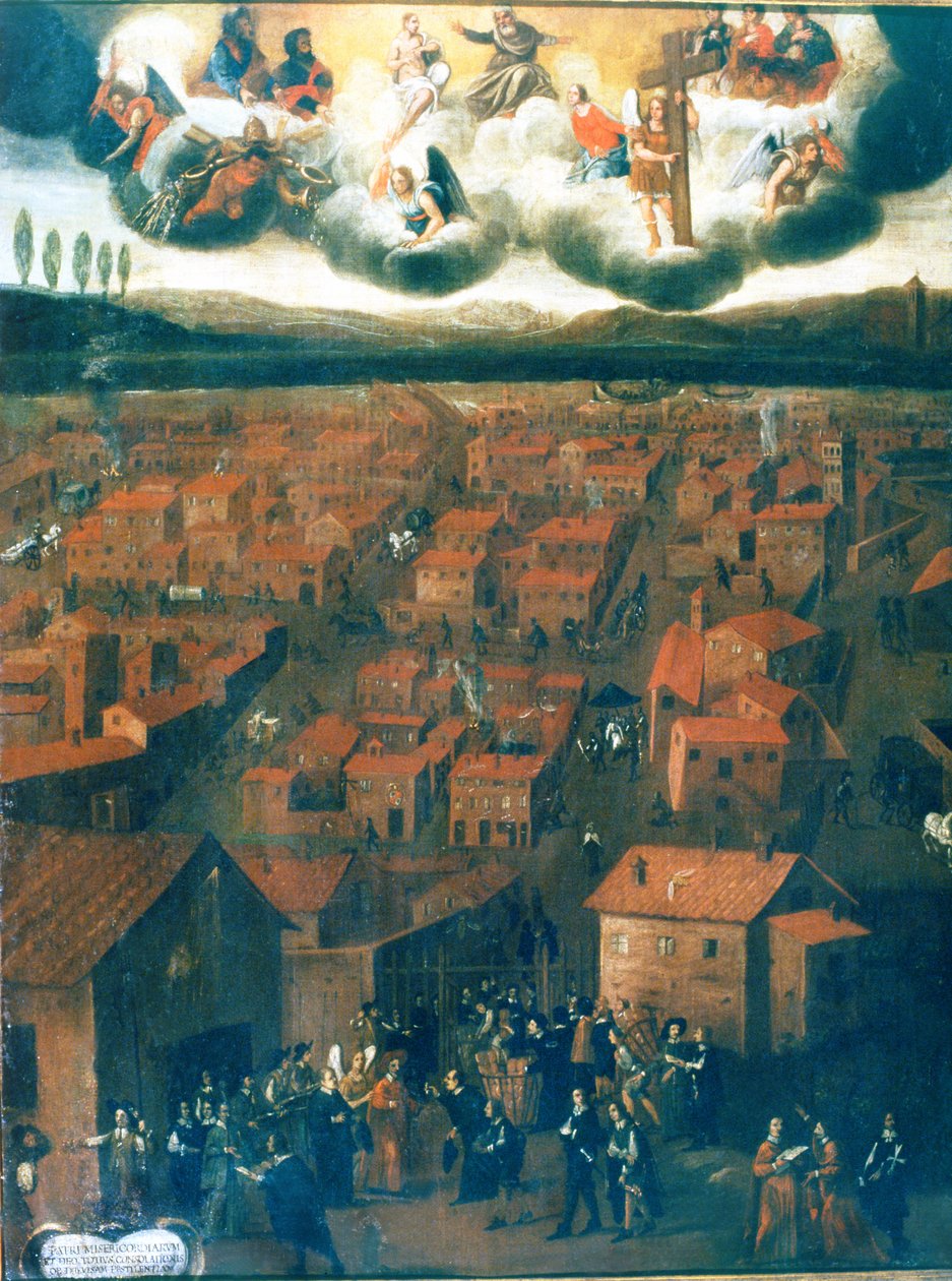 De Pest in Rome in 1656 door Italian School