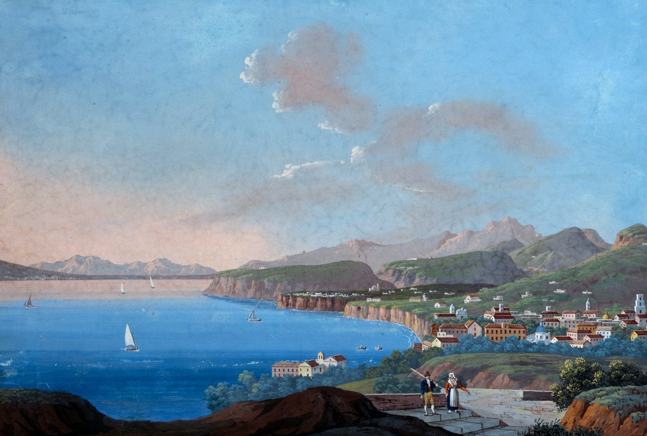 Uitzicht op Sorrento door Italian School