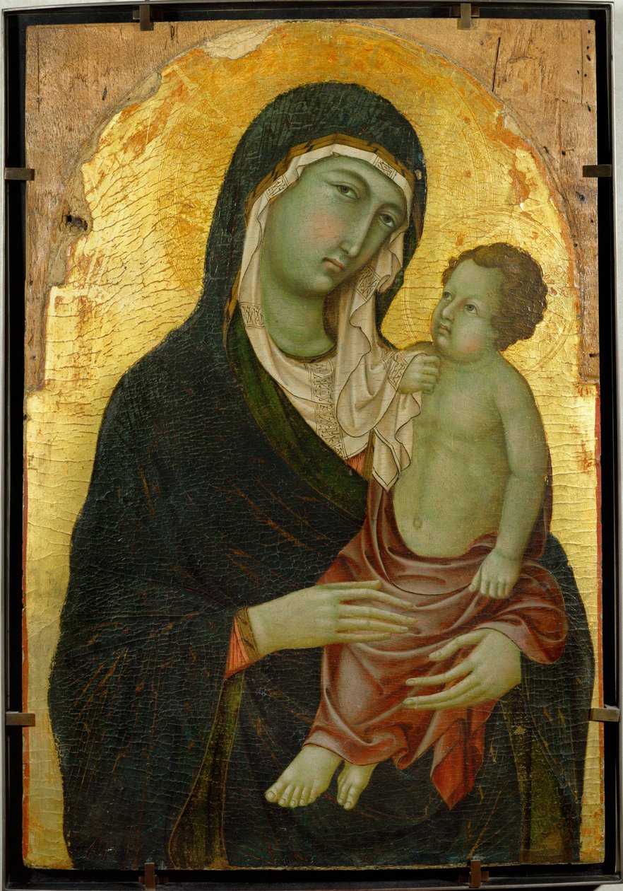 Maagd Maria en kindje Jezus. Goud geslepen ... door Italian School