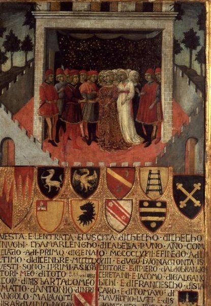 Bruiloftsfeest, Sienese, ca. 1400 door Italian School