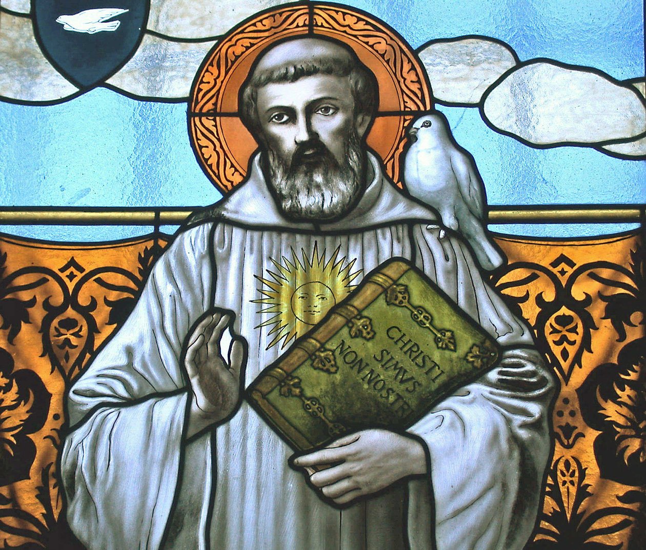 Raam met afbeelding van St. Columbanus (detail) door Italian School Italian School