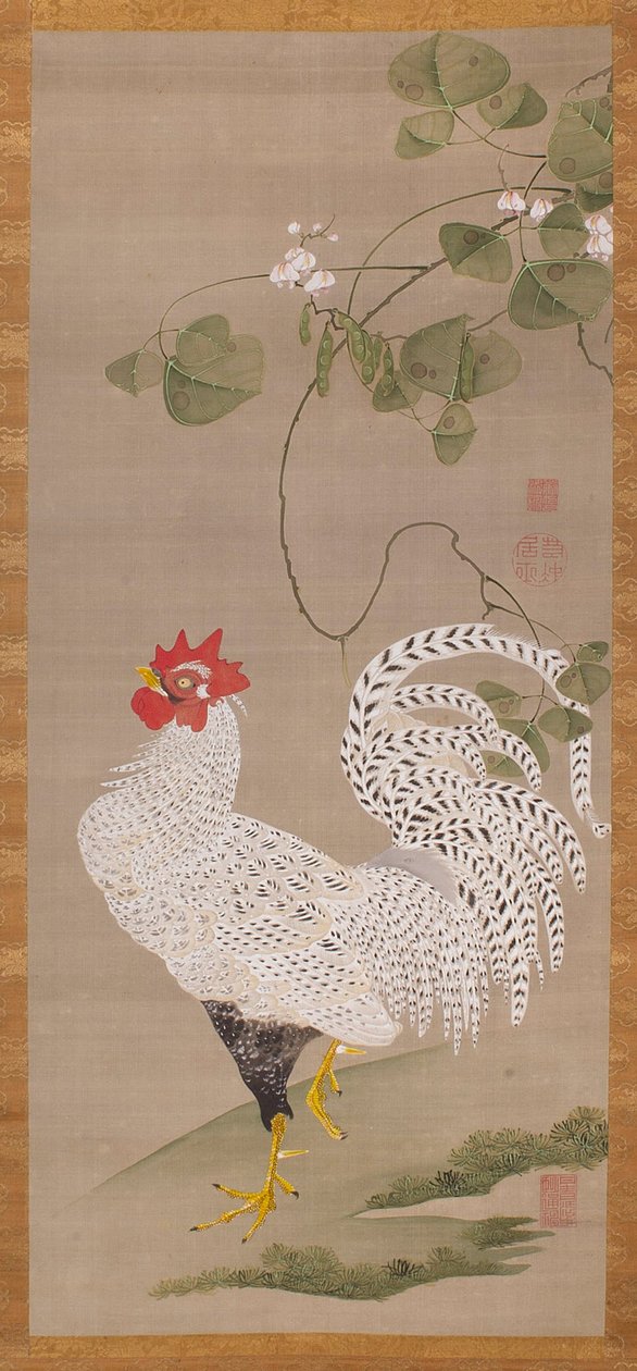 Hangende Rol (witte haan) door Ito Jakuchu