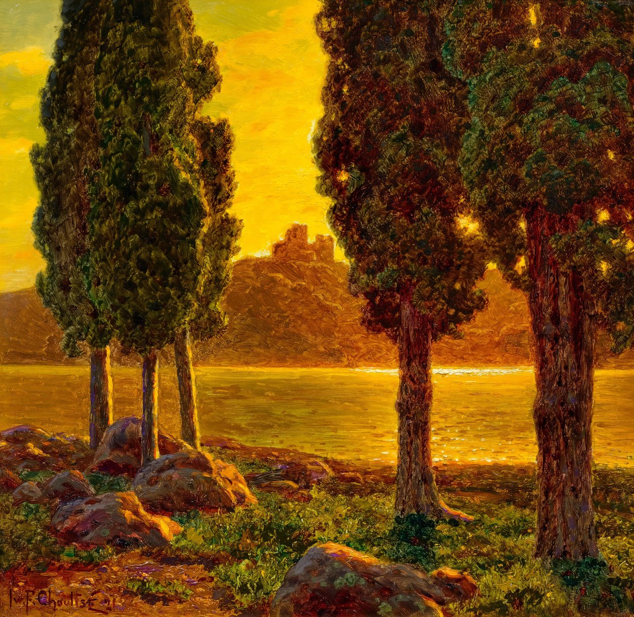 Zonsondergang door Ivan Fedorovich Choultse