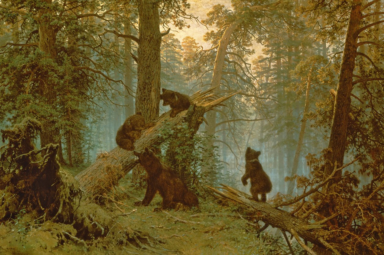 Ochtend in een dennenbos, 1889 door Ivan Ivanovich Shishkin