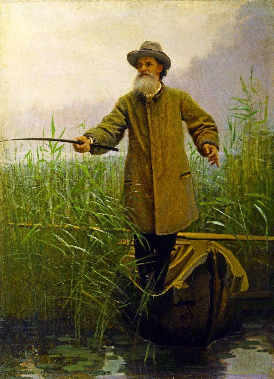 Portret van Apollon Maikov (1821-97) Vissen, 1883 door Ivan Nikolaevich Kramskoy