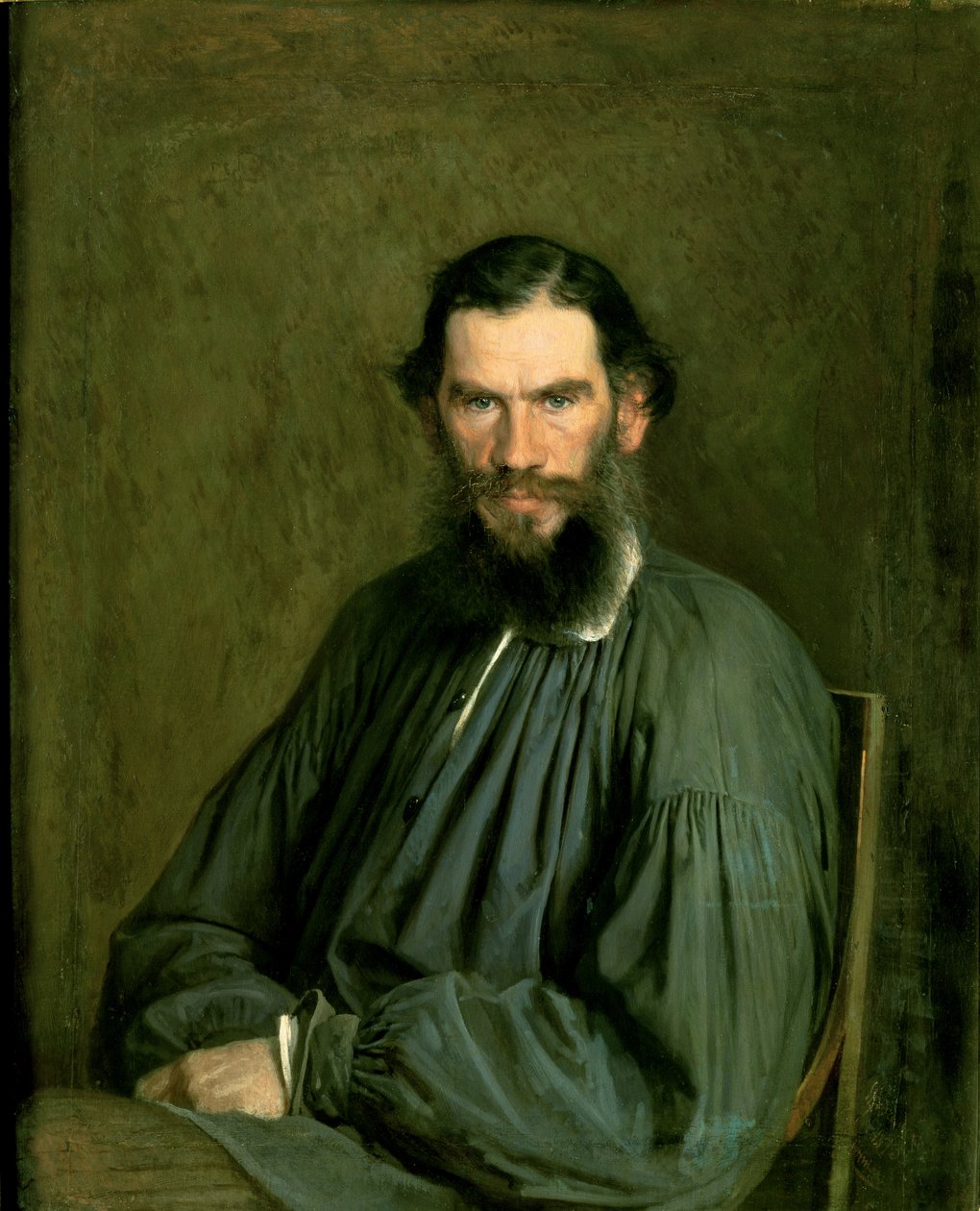 Portret van graaf Lev Nikolaevich Tolstoy (1828-1910) 1873 door Ivan Nikolaevich Kramskoy