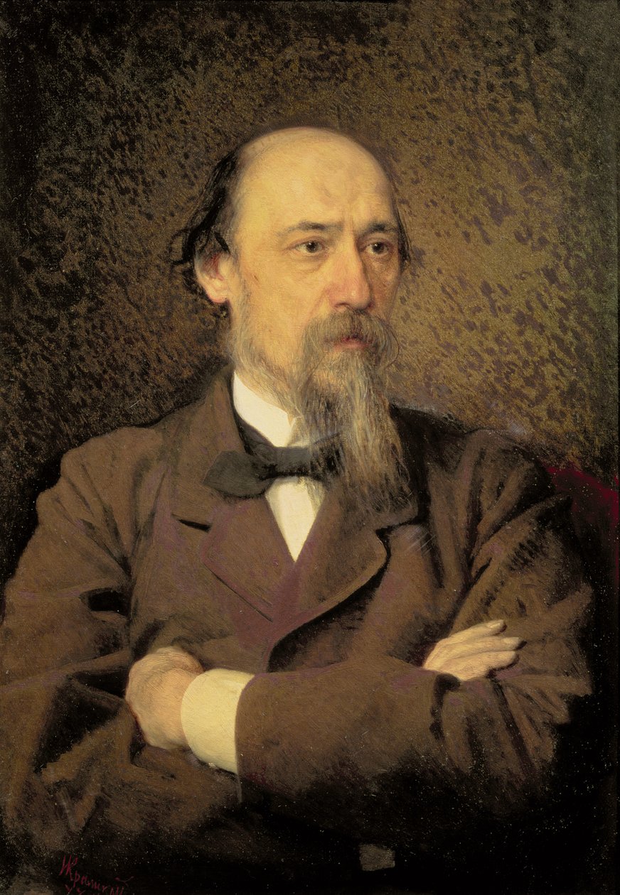 Portret van Nikolay Alekseyevich Nekrasov, 1877 door Ivan Nikolaevich Kramskoy