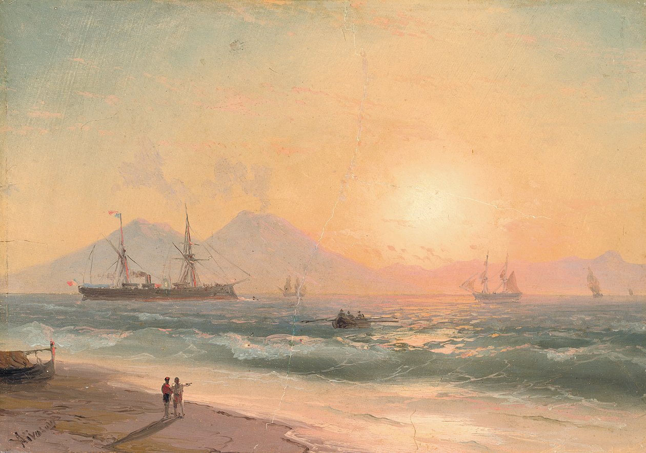 Schepen Bekijken bij Zonsondergang door Ivan Konstantinovich Aivazovsky