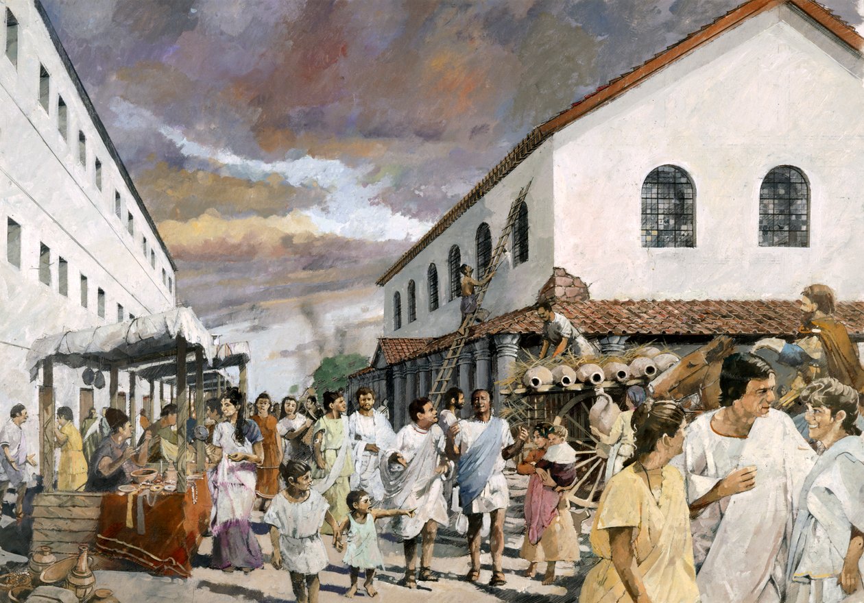 Romeinse straatscène door Ivan Lapper