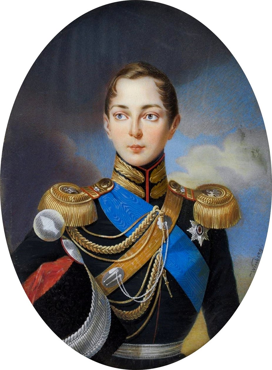 Miniatuur van tsarevitsj Aleksandr Nikolajevitsj van Rusland. door Iwan Winberg