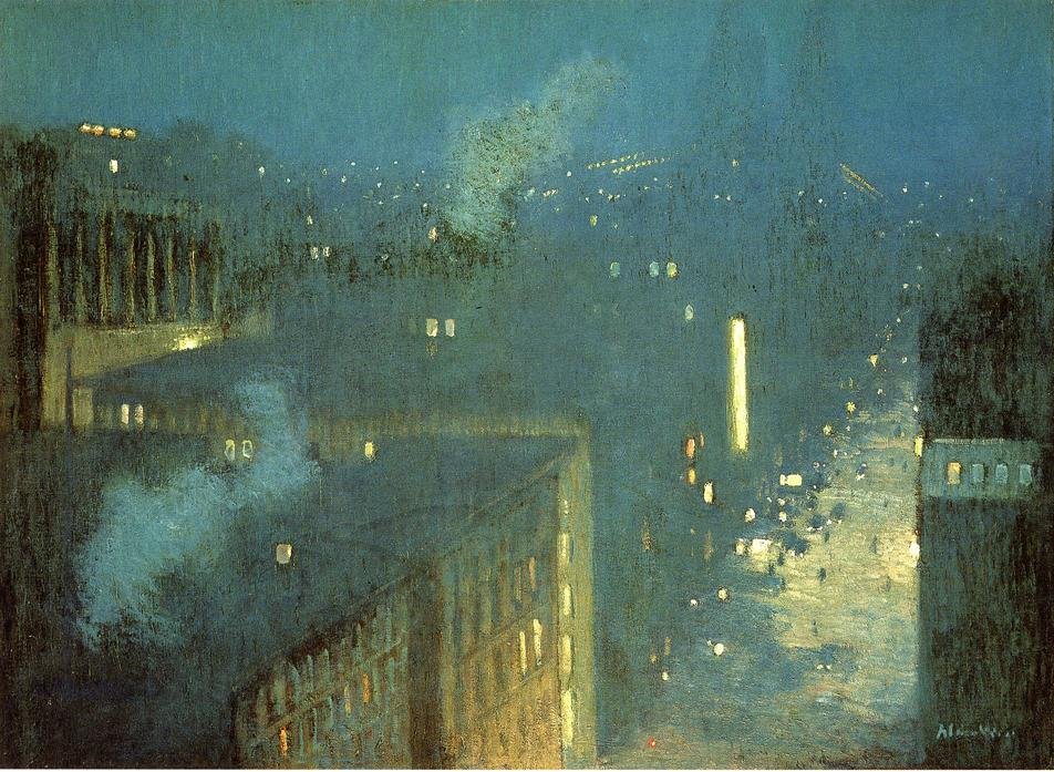 Nocturne: Queensboro Bridge door J. Alden Weir