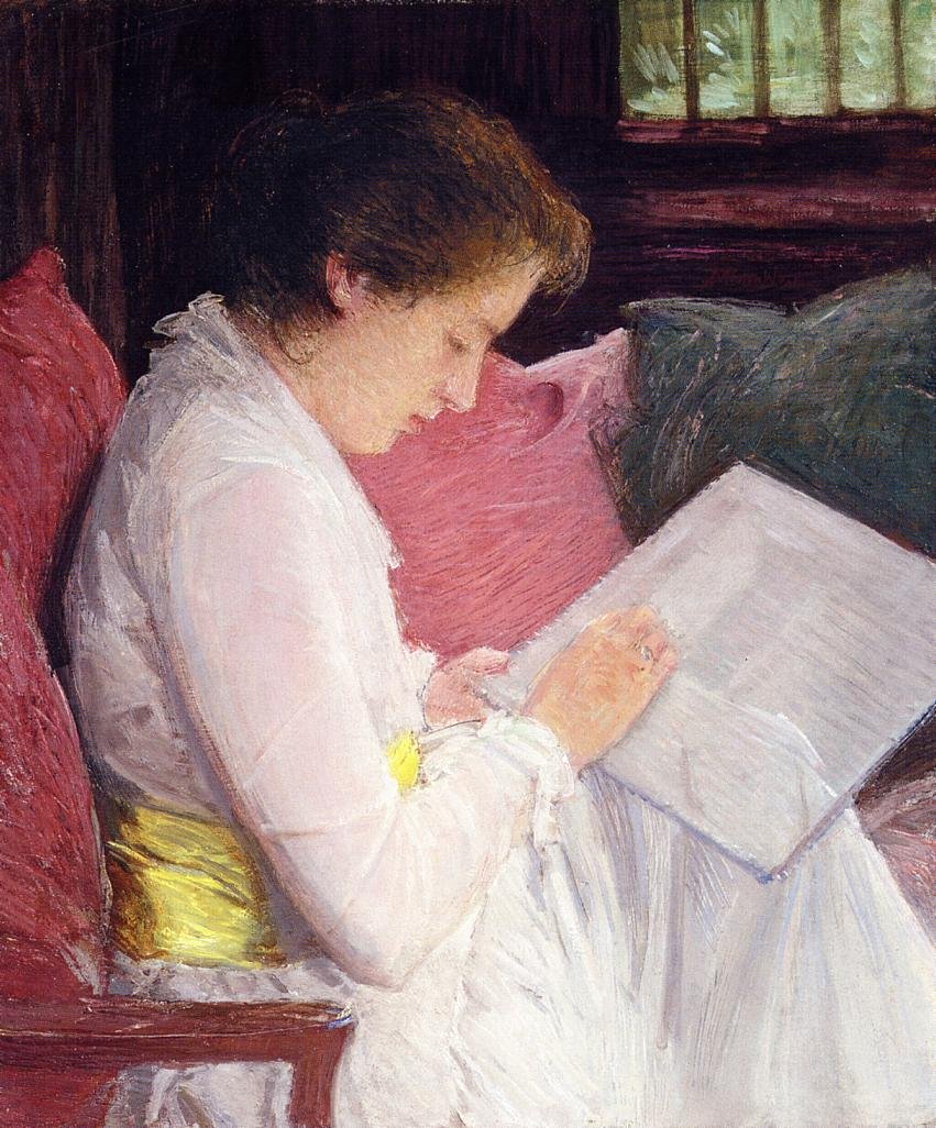 De kantmaakster door J. Alden Weir