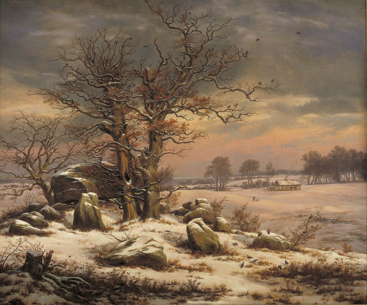 Winterlandschap bij Vordingborg, Denemarken door Johan Christian Dahl