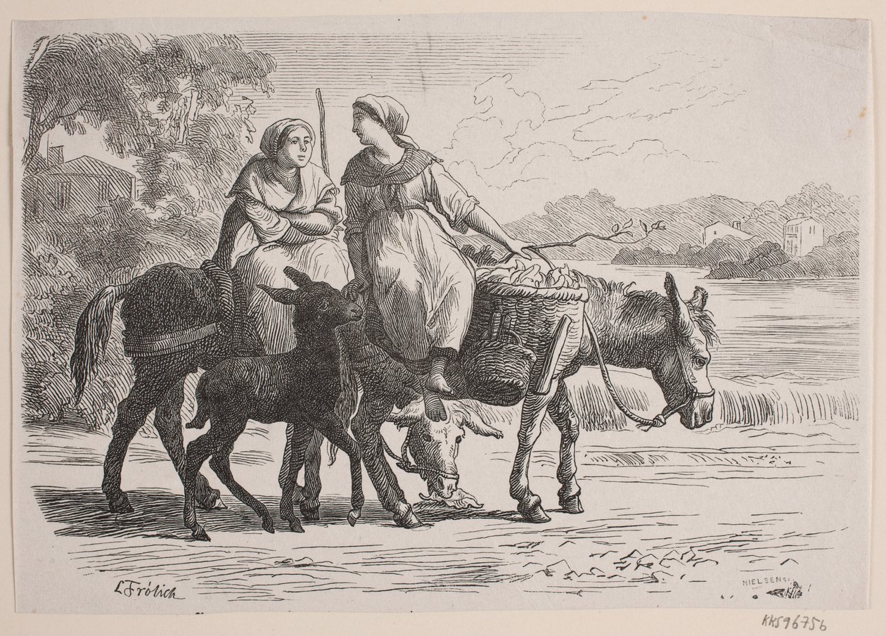Bij Enghien. Boerenvrouwen keren terug uit Parijs door J.C. Nielsen