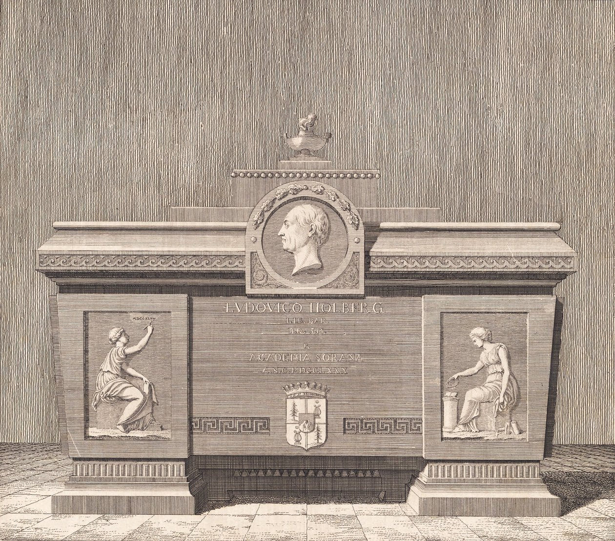 Ludvig Holbergs sarcofaag in Sorø door J.F. Clemens