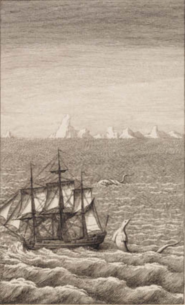Het schip en het zeemonster door J.F. Clemens