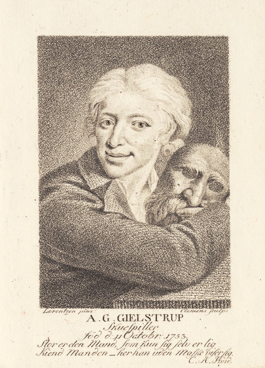 De acteur Adam Gottlob Gielstrup (1753-1830) door J.F. Clemens