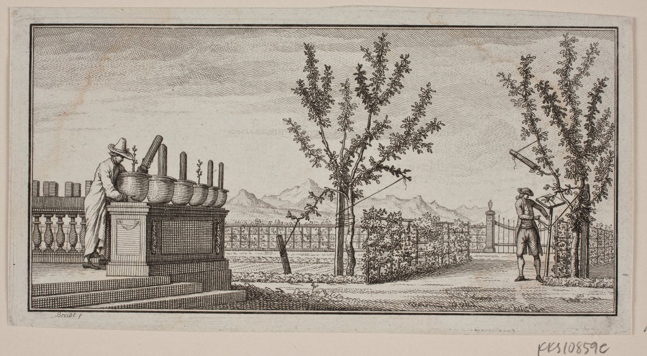 Vignet met vier gevleugelde genieën door J.F. Clemens