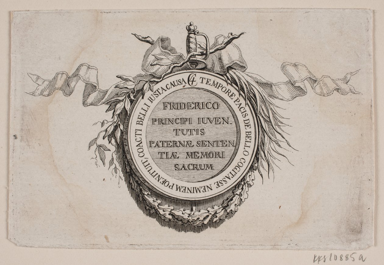 Vignet met medaille door J.F. Clemens