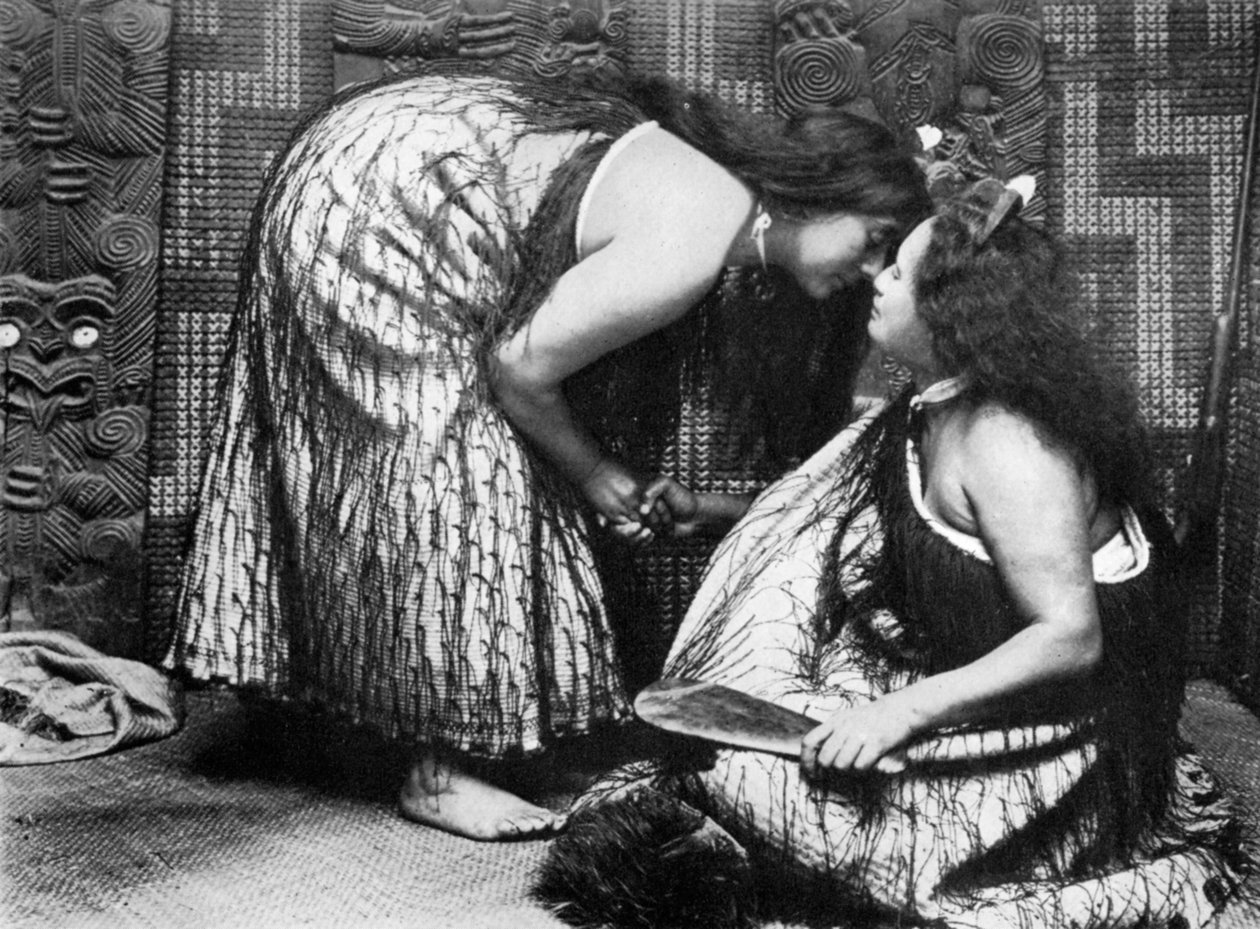 Hongi Maori groeten, 1908-1909 door JL Martin