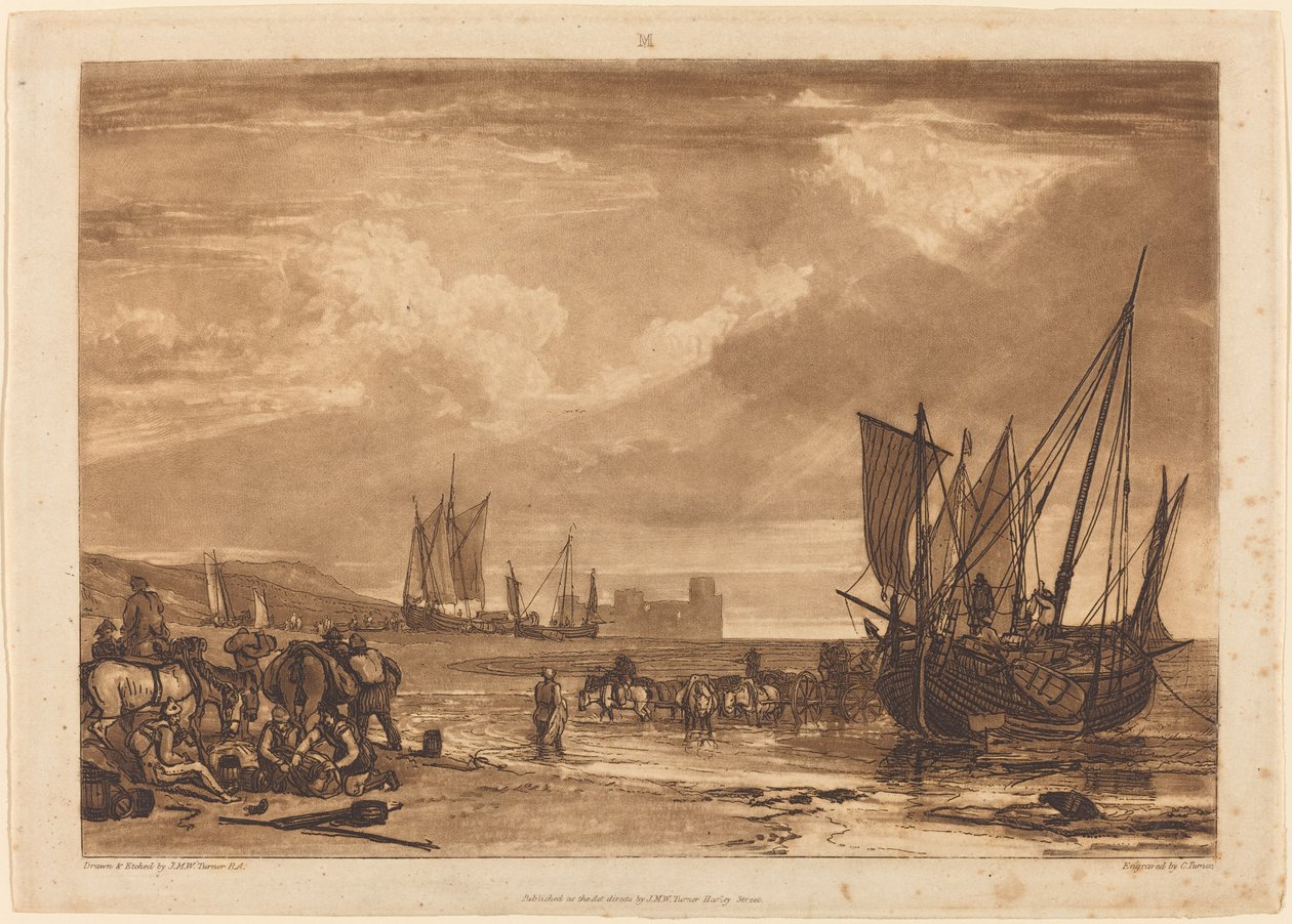 Scène aan de Franse kust, gepubliceerd 1807 door Joseph Mallord William Turner
