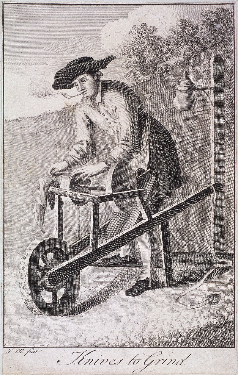 Messen om te slijpen, Kreten van Londen, ca. 1750 door JM