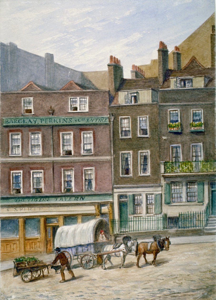 De Tiger Tavern, Tower Dock, Londen, 1868 door JT Wilson
