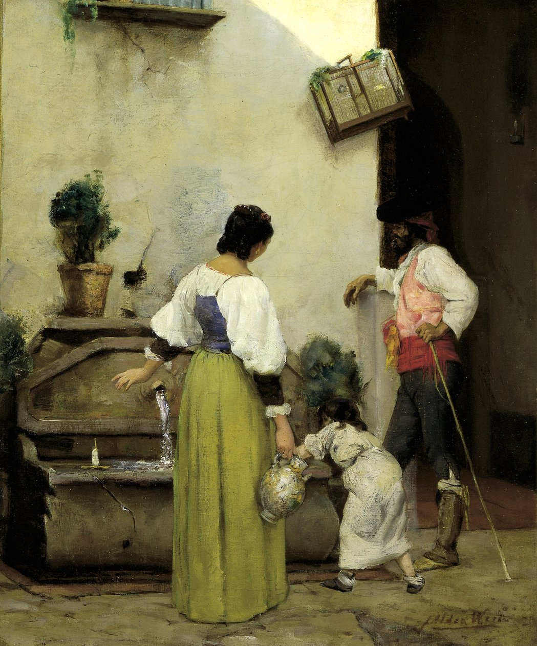 Bij de waterbak door J. Alden Weir