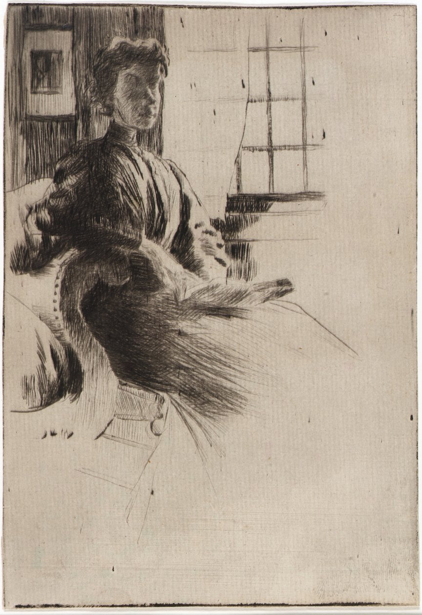 Bij het raam door J. Alden Weir